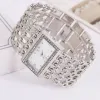Cross-border best-selling fashionable diamond-encrusted square ladies' bracelet wristwatch, light luxury high-end skeletonized bracelet quartz watch Specification image